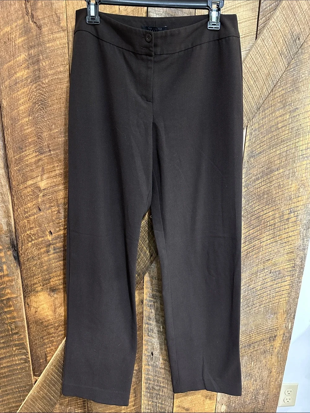 The Limited Stretch mid-rise tailored career trousers dark brown size 8 Long G56